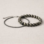 Raw Pyrite Anklet & Bracelet Combo for Couples