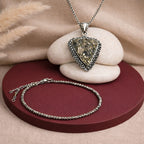 Natural Raw Pyrite Stone Pendant & Anklet Combo