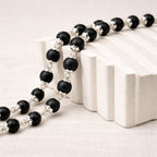 Silver Cap Karungali Malai | Authentic Black Ebony Wood Spiritual Mala