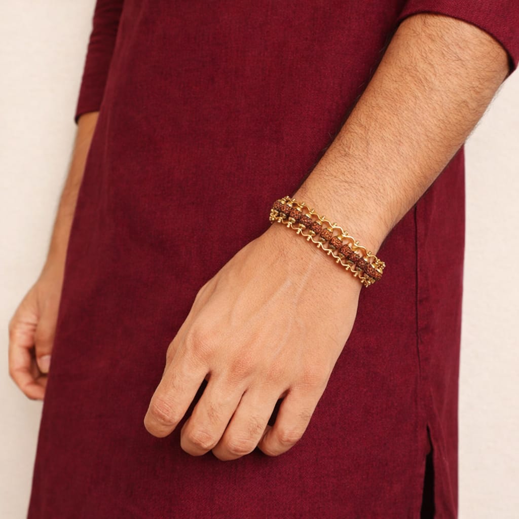 Premium Gold Plated Rudraksha Bracelet