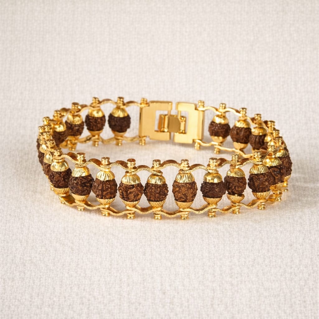 Premium Gold Plated Rudraksha Bracelet