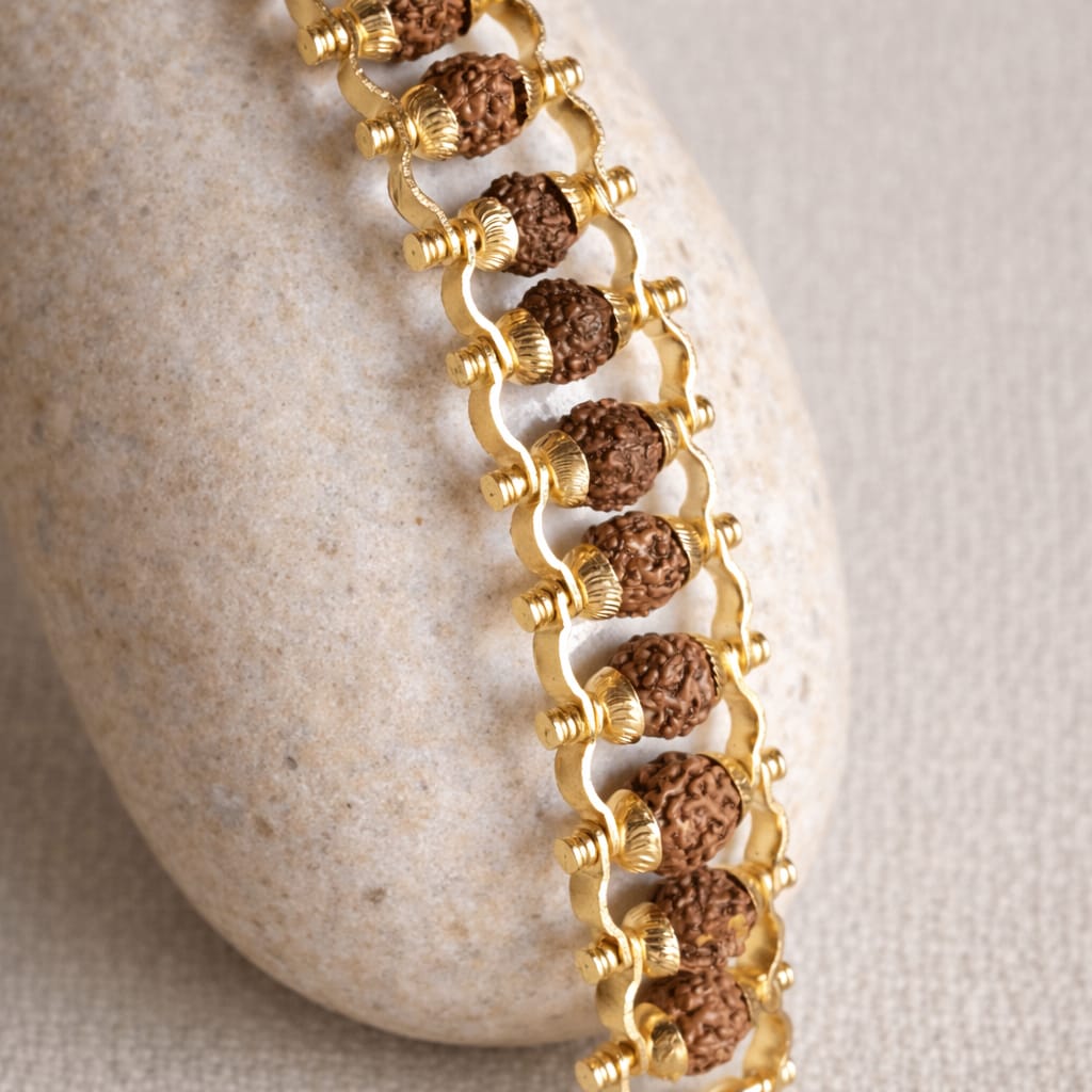 Premium Gold Plated Rudraksha Bracelet