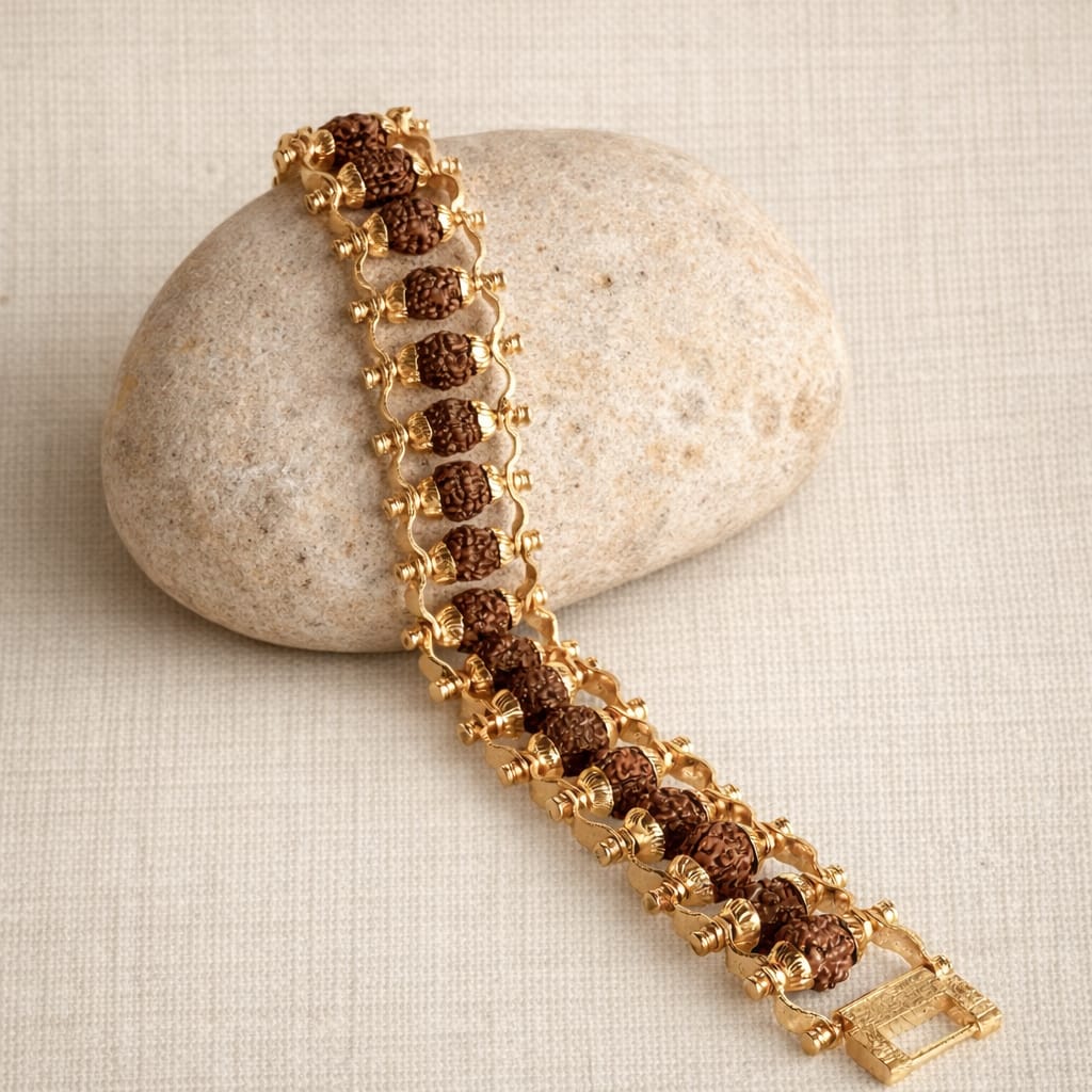 Premium Gold Plated Rudraksha Bracelet