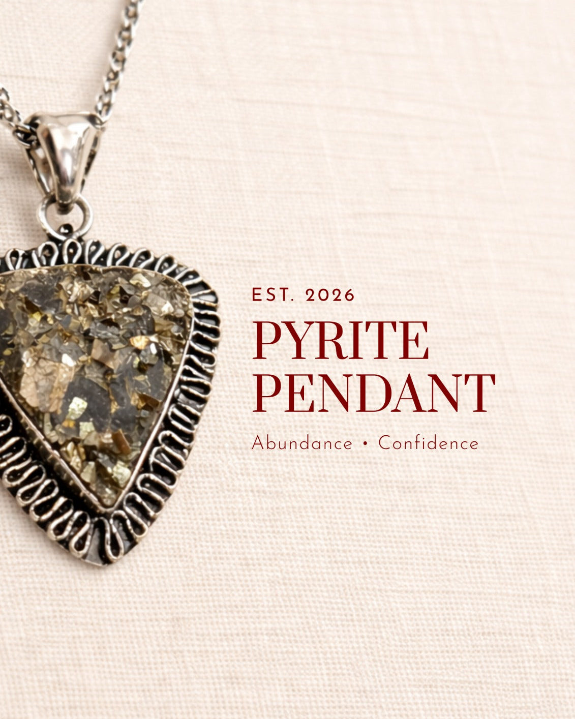 Raw Pyrite Stone Pendant – Antique Finish